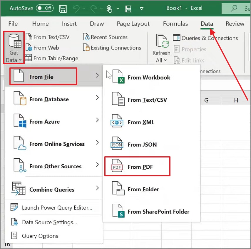 access data tab in excel